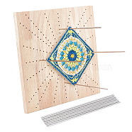 Wooden Crochet Blocking Board, Knitting Positioning Plate, with Stainless Steel Pins, Bisque, Board: 302x302x17mm, Hole: 3mm, Pin: 20x3mm(DIY-WH0387-22A)