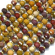 Natural Mookaite Beads Strands, with Seed Beads, Faceted, Lantern, 8~8.5x6.5~7mm, Hole: 0.6mm, about 44pcs/strand, 15.16''(38.5cm)(G-K389-E53-01)