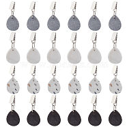 PandaHall Elite 24Pcs 4 Colors Marble Tablecloth Weights, Teardrop Table Cloth Pendants, with Iron Clips, Mixed Color, 80~83mm, 6pcs/color(FIND-PH0017-54)