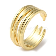 Rack Plating Brass Criss Cross Open Cuff Rings, Cadmium Free & Lead Free, Real 18K Gold Plated, US Size 7 1/4(17.5mm)(RJEW-K249-03G)
