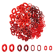 240Pcs 4 Style Acrylic Linking Rings, Quick Link Connectors, For Jewelry Chains Making, Oval & Twist, Red, 15~30x9~21x3~6mm, Inner Diameter: 3.5~16x6~9mm, 60pcs/style(OACR-FH0001-034)