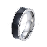 201 Stainless Steel Flat Finger Ring for Women, Stainless Steel Color, Inner Diameter: 17mm(RJEW-N043-22P)