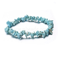 Synthetic Turquoise Chips Beaded Stretch Bracelet for Women, 6-3/4~8-5/8 inch(17~22cm)(PW-WG72437-05)