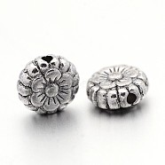 Tibetan Style Alloy Beads, Lead Free & Nickel Free & Cadmium Free, Flower, Great for Mother's Day Gifts making, Antique Silver, 7.5x3.5mm, Hole: 1mm(LF0264Y-NF)