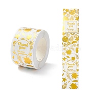Thank You Stickers Roll, Rectangle Paper Purchase Tag Stickers, Adhesive Labels Stickers, Plants Pattern, 3.3cm, Stickers: 80x30x0.1mm, about 120pcs/roll(DIY-O021-04A)