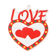Valentine's Printed Acrylic Pendants, Red, 51x44x2mm, Hole: 1.6mm(OACR-P021-A01)