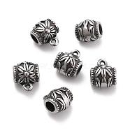 Retro 304 Stainless Steel Tube Bails, Loop Bails, Bail Beads, Barrel, Antique Silver, 10x7.5x6.5mm, Hole: 1mm, Inner Diameter: 3mm(STAS-L243-043AS)