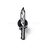 Knife with Skull Alloy Brooch for Backpack Clothes, White, 34.5x8.5x1.5mm, Pin: 1.2mm(JEWB-M024-05B-D)