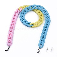 Eyeglasses Chains, Neck Strap for Eyeglasses, with Opaque Acrylic Curb Chains, 304 Stainless Steel Lobster Claw Clasps and Rubber Loop Ends, Colorful, 31.1 inch(70.9cm)(AJEW-EH00070-04)