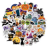 50Pcs Halloween Holographic Vinyl Waterproof Cartoon Stickers, Self Adhesive Decals for Art Craft, Halloween Themed Pattern, 17~50x24.5~50x0.3mm(DIY-B064-01B)