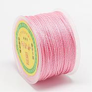 Nylon Threads, Milan Cords/Twisted Cords, Pink, 1.5~2mm, about 54.68 yards(50m)/roll(NWIR-R039-103)