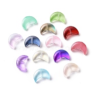 Transparent Spray Painted Glass Beads, Crescent Moon, Mixed Color, 14x9.5x5mm, Hole: 1mm(GLAA-I050-04)