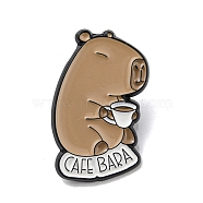 Capybara Theme Alloy Enamel Brooch, for Men and Women, Capybara, Tan, 31x19.5x1.5mm(JEWB-C023-10A-EB)