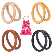 Elite 8Pcs 4 Style Wooden Purse Handles, Bag Accessories, Round Ring, Mixed Color, 13.5~14cm, 2pcs/style(DIY-PH0013-67)