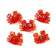 Handmade Lampwork Beads, Crab, 17~18.5x23~24.5x7~8.5mm, Hole: 2mm(LAMP-L078-009A)