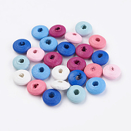 Natural Wood Beads, Dyed, Rondelle, Mixed Color, 9~10x4mm, Hole: 2.5~3mm(X-WOOD-Q030-62)