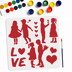 US 1Pc Valentine's Day Couple PET Hollow Out Drawing Painting Stencils, with 1Pc Art Paint Brushes, for DIY Scrapbook, Photo Album, Human, 300x300mm(DIY-MA0003-04E)