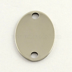 201 Stainless Steel Links connectors, Oval Stamping Blank Tag, Stainless Steel Color, 24x17x1mm, Hole: 3mm(STAS-S031-18)