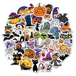 50Pcs Halloween Holographic Vinyl Waterproof Cartoon Stickers, Self Adhesive Decals for Art Craft, Halloween Themed Pattern, 17~50x24.5~50x0.3mm(DIY-B064-01B)