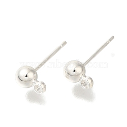 Rack Plating Brass Stud Earring Finding, Cadmium Free & Lead Free, Long-Lasting Plated, Silver, 14.5x4mm, Hole: 1.5mm, Pin: 0.7mm(KK-C081-07S)