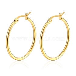 304 Stainless Steel Hoop Earrings, Rings, Golden, 15x2mm(PW-WG89744-12)