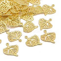 Tibetan Style Alloy Pendants, Lead Free and Cadmium Free, Leaf, Golden, 21.5mm long, 18mm wide, 1mm thick, hole: 1mm(EA11927Y-G)