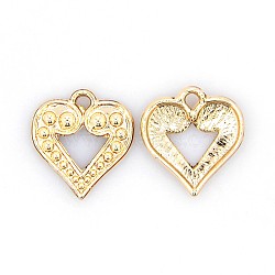 Nickel Free & Lead Free Golden Plated Alloy Heart Pendants, Long-Lasting Plated, 17x16x3mm, Hole: 2mm(PALLOY-J218-174G-NR)