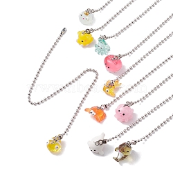 Resin Ceiling Fan Pull Chain Extenders, with Iron Ball Chains, Fish & Sea Lion & Dolphin & Octopus & Crab, Mixed Shapes, 327~337mmg, Pendant: 14~24.5x15.5~23x17.5~23.5mm(FIND-JF00126)