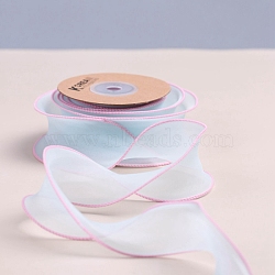 Organza Ribbons, Wired Sheer Chiffon Ribbon, for Hair Bow Clips Accessories Making, Gift Packing, Aqua, 1-5/8 inch(40mm), about 10 Yards(9.14m)/Roll(PW-WGF6B47-06)