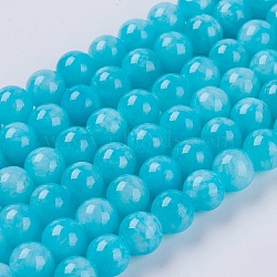 Natural Yellow Jade Beads Strands, Dyed, Round, Dark Turquoise, 8mm, Hole: 1mm, about 50pcs/strand, 15.75 inch(X-G-G598-8mm-YXS-28)