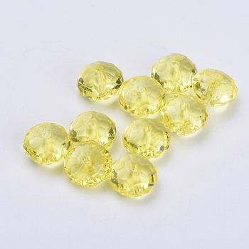 Transparent Acrylic Beads, Faceted, Rondelle, Yellow, 11.5x7mm, Hole: 2mm, about 925pcs/500g
