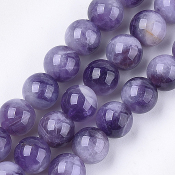 Natural Amethyst Beads Strands, Round, 10mm, Hole: 1mm, about 38~39pcs/strand, 15.3 inch