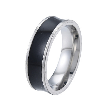 201 Stainless Steel Flat Finger Ring for Women, Stainless Steel Color, Inner Diameter: 17mm