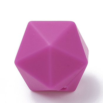 Food Grade Eco-Friendly Silicone Focal Beads, Chewing Beads For Teethers, DIY Nursing Necklaces Making, Icosahedron, Violet, 16.5x16.5x16.5mm, Hole: 2mm