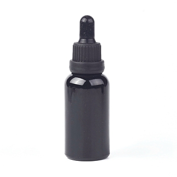 Empty Glass Dropper Bottles, for Essential Oils Aromatherapy Lab Chemicals, Black, 8.8cm, Capacity: 15ml