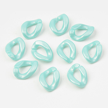 Opaque Acrylic Linking Rings, Quick Link Connectors, For Jewelry Curb Chains Making, Twist, Pale Turquoise, 18.5x13.5x4mm, Inner Diameter: 10x5mm, about 1190pcs/500g