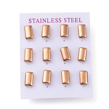 304 Stainless Steel Stud Earrings, Rectangle, Light Gold, 12x7.5mm, 12pcs/set