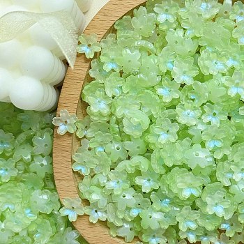 Electroplate Transparent Glass Beads, AB Color Plating, Flower, Pale Green, 10mm