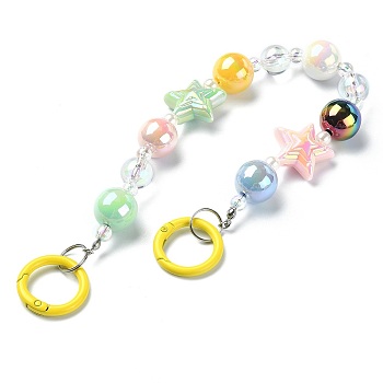 Acrylic Beaded Mobile Straps, Multifunctional Chain, with Alloy Spring Gate Ring, Colorful, 30.8cm