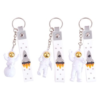 3Pcs Astronaut Keychain Cute Space Keychain for Backpack Wallet Car Keychain Decoration Children's Space Party Favors, Golden, 21.5cm