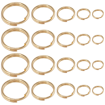 200pcs 5 Styles 304 Stainless Steel Split Rings, Double Loops Jump Rings, Golden, 5~12x1~2mm, Inner Diameter: 3.8~10mm, Single Wire: 0.5~1mm, 40pcs/style