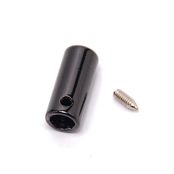 Zinc Alloy Cord Ends, with Screw, Column, Gunmetal, 18x7.5mm, Hole: 2mm, Inner Diameter: 5mm