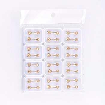 304 Stainless Steel Earlobe Plugs, Screw Back Earrings, with Rhinestone, Round, Crystal, Golden, 5mm, Pin: 1mm, 12pairs/bag