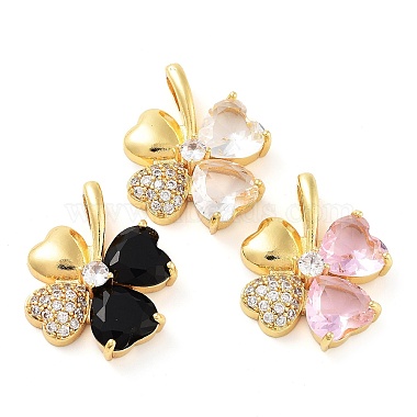 Real 18K Gold Plated Mixed Color Clover Brass+Cubic Zirconia Pendants