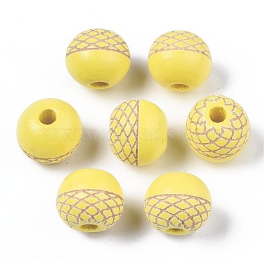 Yellow Round Wood Beads
