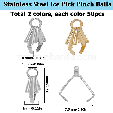 100Pcs 2 Colors Stainless Steel Ice Pick Pinch Bails(STAS-SC0005-70)-2