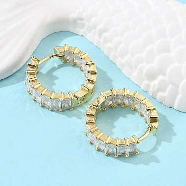 Brass Micro Pave Cubic Zirconia Huggie Hoop Earrings(EJEW-K083-37G-B)-5