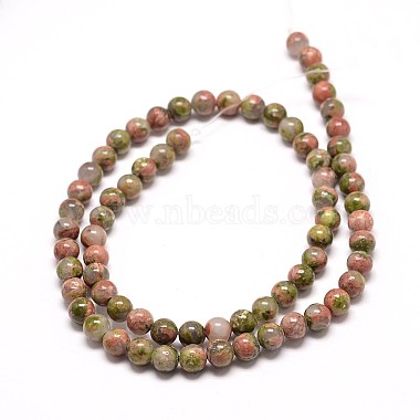 Unakite chapelets de perles rondes naturelles(G-P072-30-6mm)-2