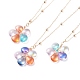 Glass Beaded Flower Pendant Necklace with Satellite Chain(NJEW-JN03842)-1