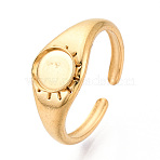 304 Stainless Steel Cuff Ring Components, Round Bezel Cup Ring Setting, Ion Plating(IP), Real 18K Gold Plated, Tray: 6mm, 8.2mm, Adjustable(X-STAS-T066-19G)